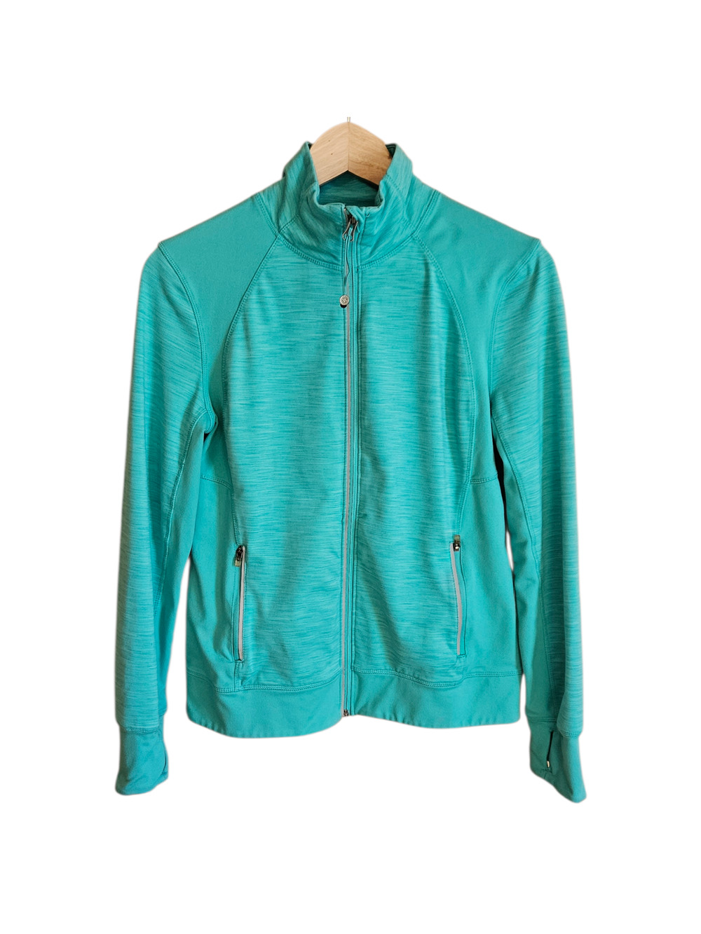 Tangerine Women's Jade Teal Heathered Full Zip Athletic Workout Jacket Small